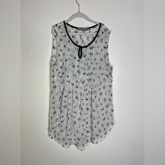 Chloe K Womens Sleeveless Black Cat Sheer Blouse M Cat Lady Top Career Casual - Picture 10 of 11